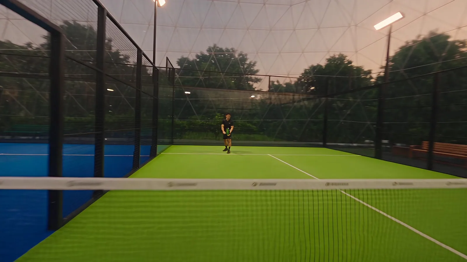 The neon green center court